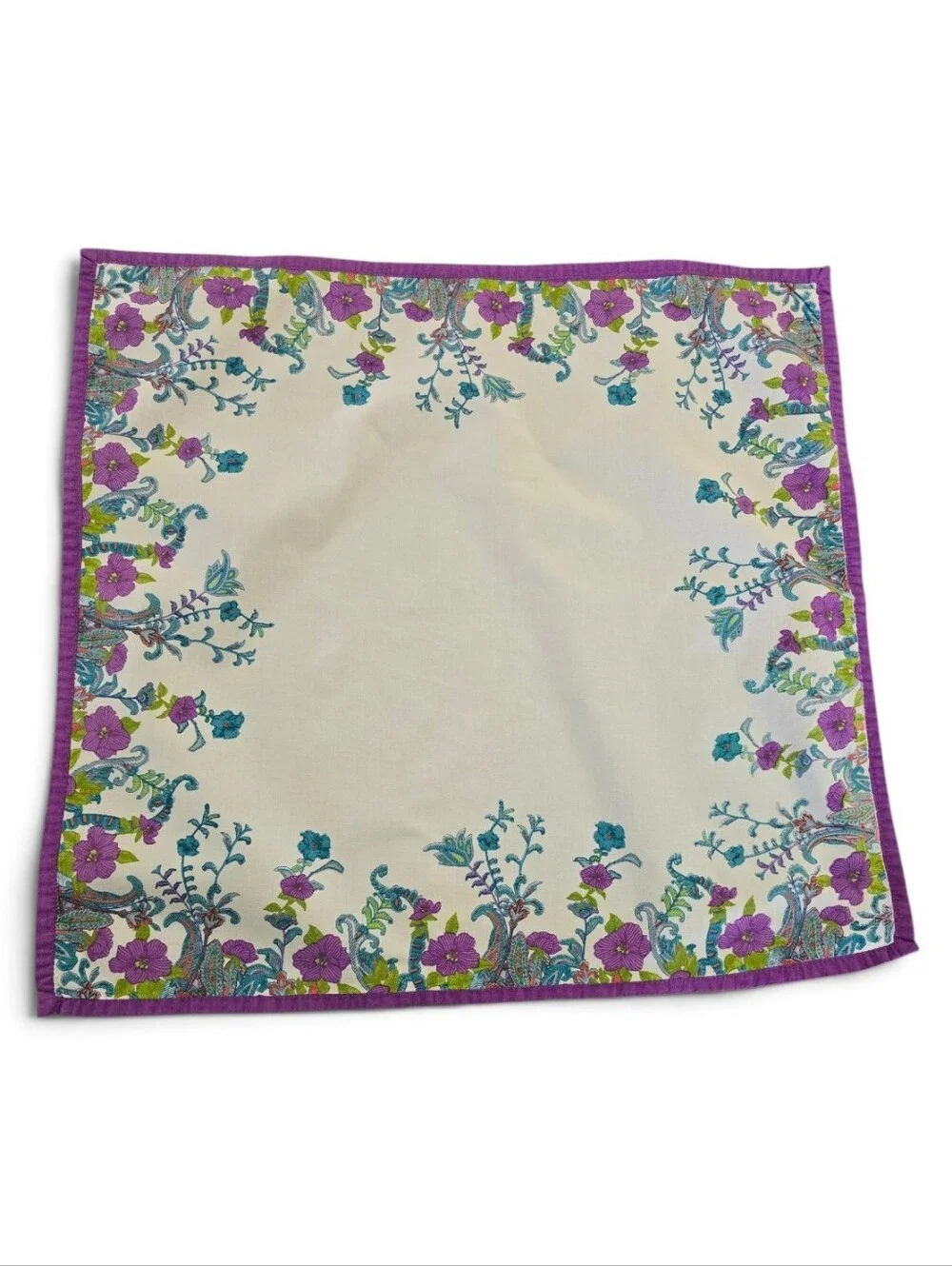 Vintage Purple Floral Border Cloth Napkins-set Of 2